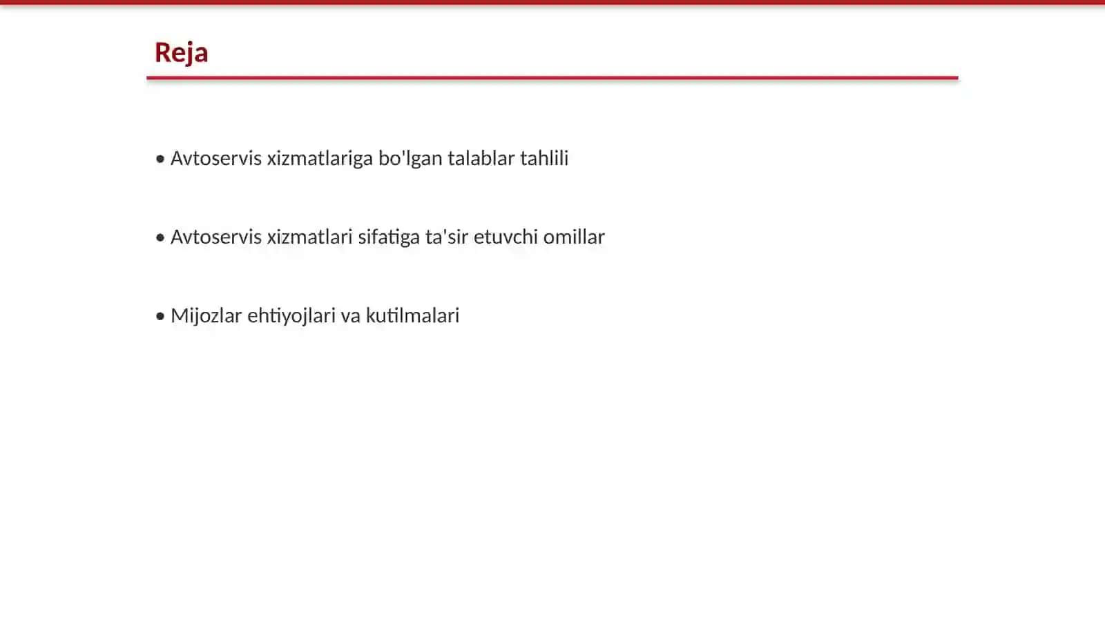Avtoservis xizmatiga boʻlgan talablar 2