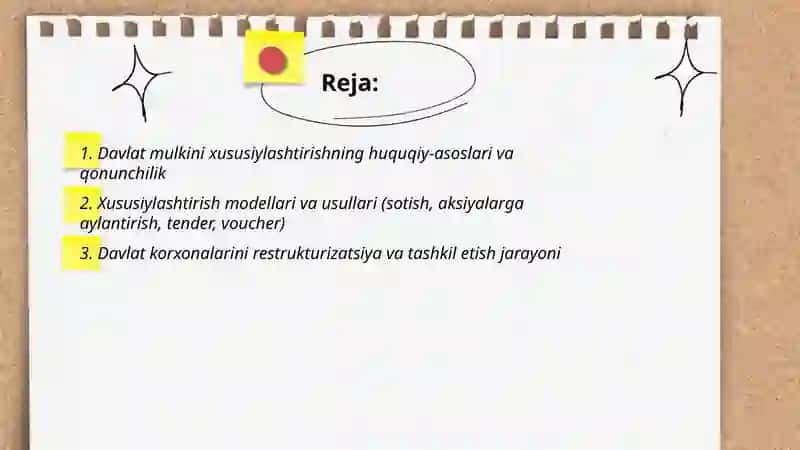 Davlat mulkini xususiylashtirish va boshqarish siyosati 2