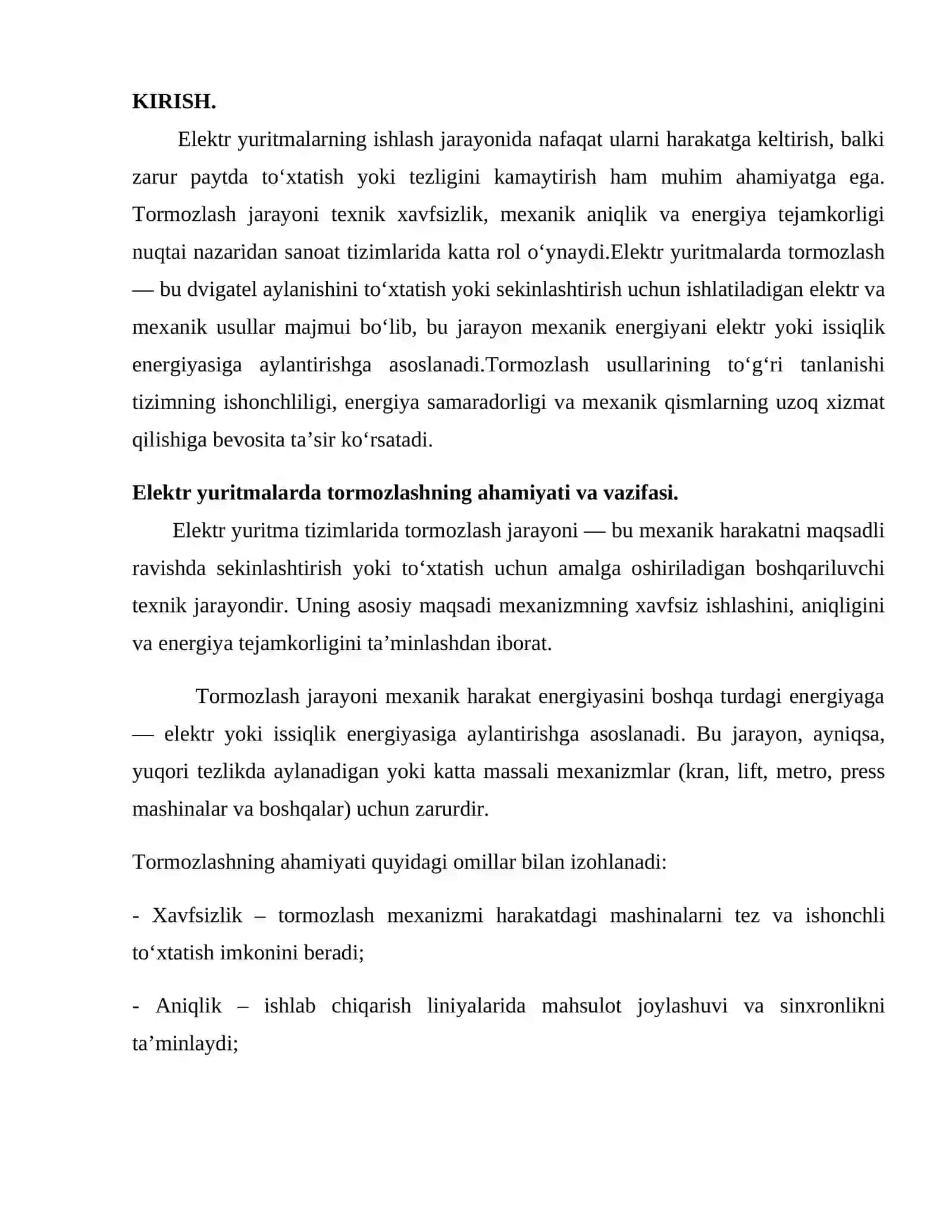 Elektr yuritmalarda tormozlash turlari 2