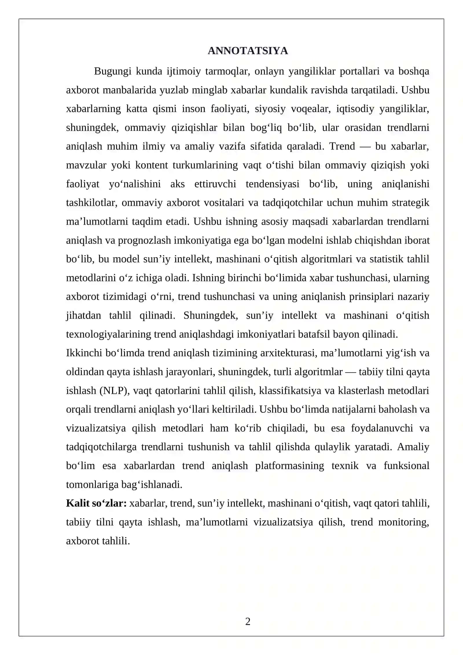 XABARLARDAN TRENDNI ANIQLOVCHI MODEL 2