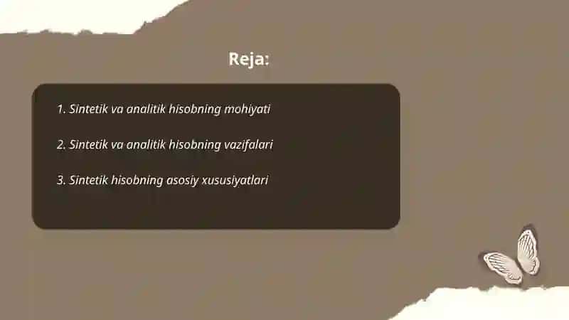 Sintetik va analitik hisob 2
