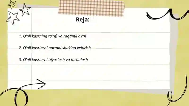 Oʻnli kasr va arifmetik amallarni bajarish algoritmi 2