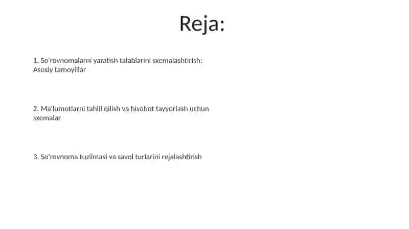 So'rovnomalar tuzish talablarini sxemalashtirish 2