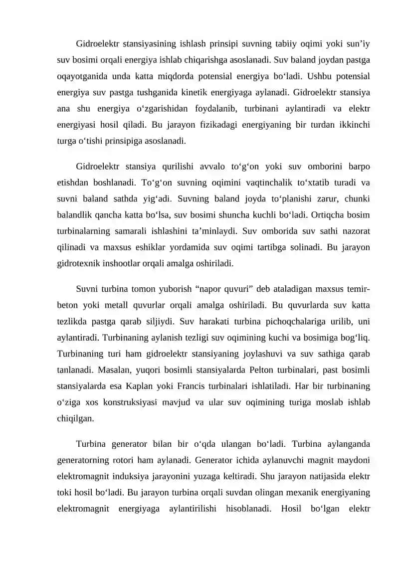 Gidroelektr stansiyalaring asosiy inshootlari va jihozlari 2
