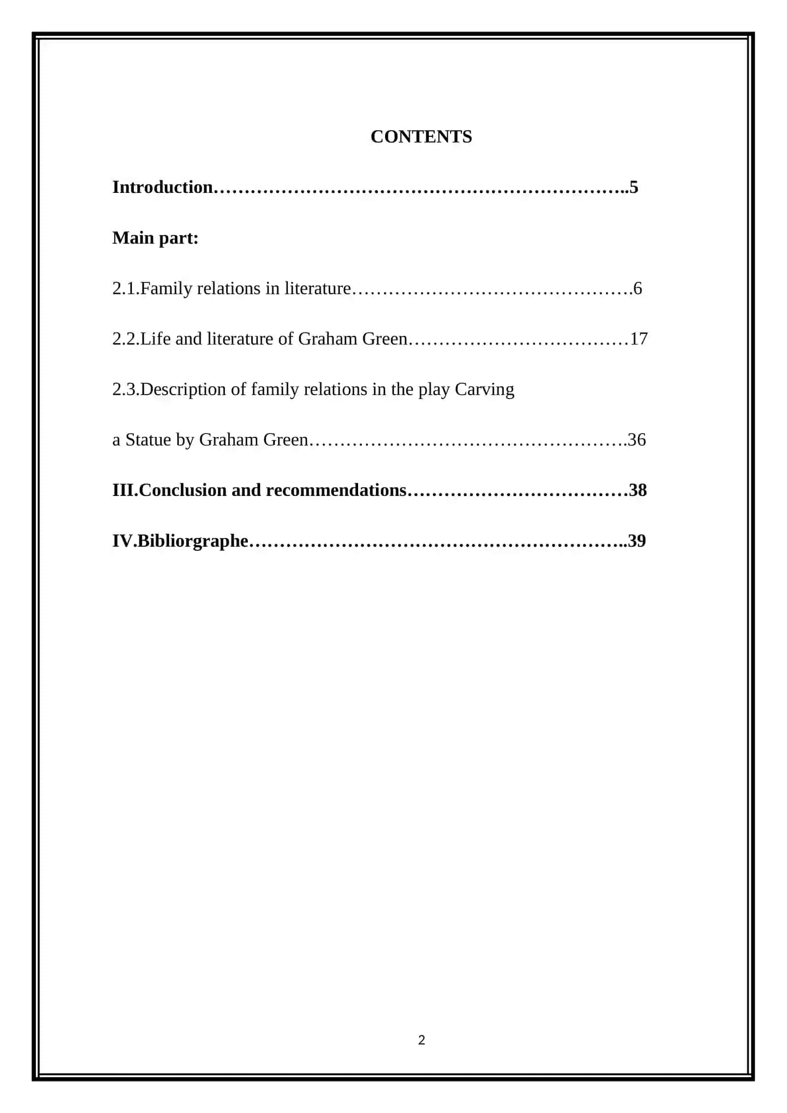 Course Paper: Description of Family Relations in the Play Carving a Statue by Graham Green 2
