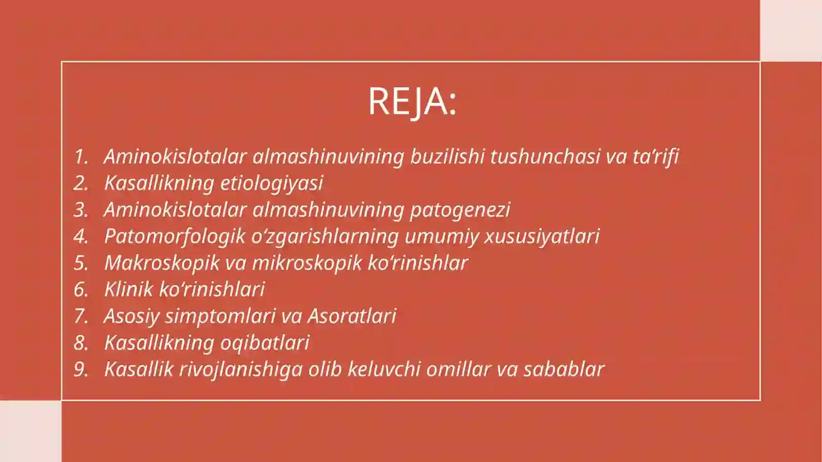 Aminokislotalar almashtirishining buzilishi (etiopatogenezi, morfologiyasi) 2