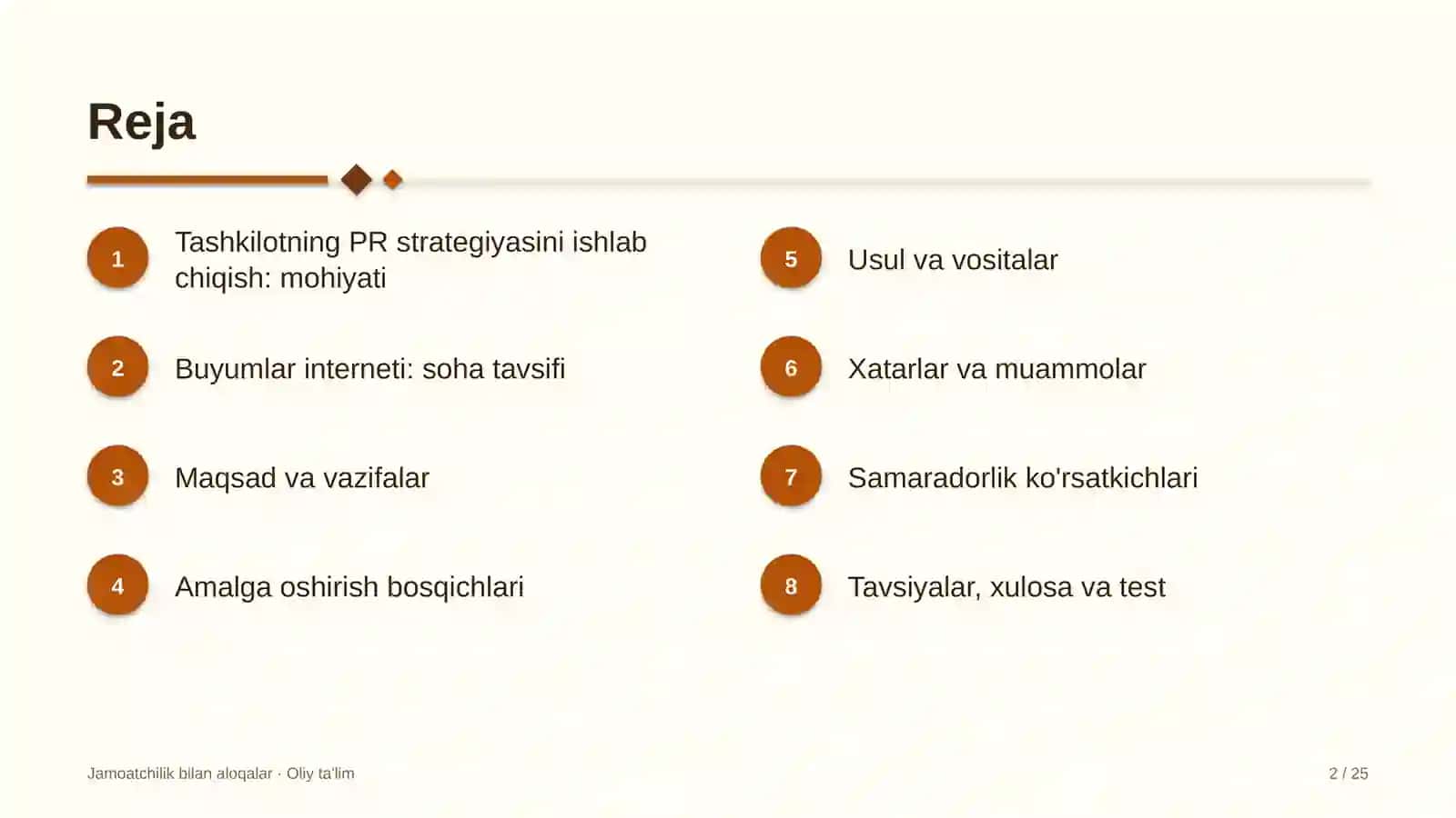 Buyumlar interneti sohasida tashkilotning PR strategiyasini ishlab chiqish 2