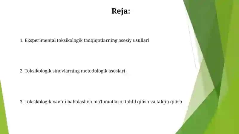 Toksikologik tekshirishlarning metodologik asoslari 2