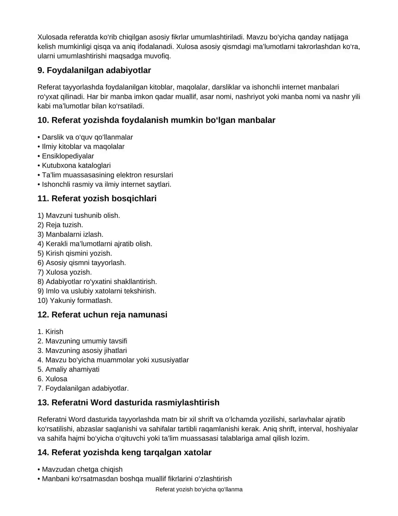 REFERAT YOZISH BO‘YICHA TO‘LIQ QO‘LLANMA 2