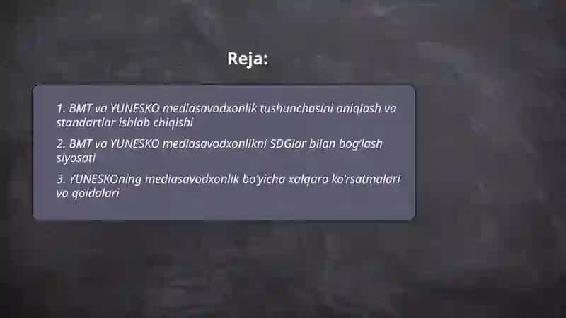 BMT va YUNESKOning mediasavodxonlik va axborot madaniyatiga munosabati 2