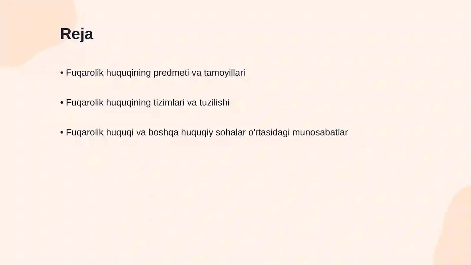 Fuqarolik huquqiga kirish fanning predmeti tamoyillari va tizimlari 2