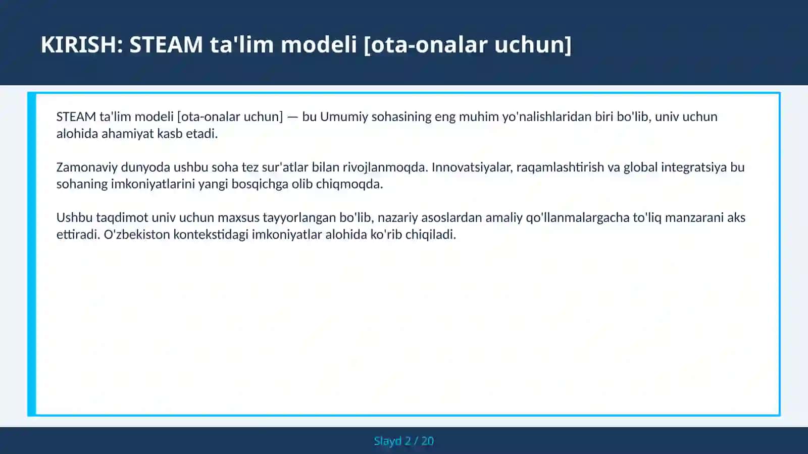 STEAM TA'LIM MODELI [OTA-ONALAR UCHUN] 2