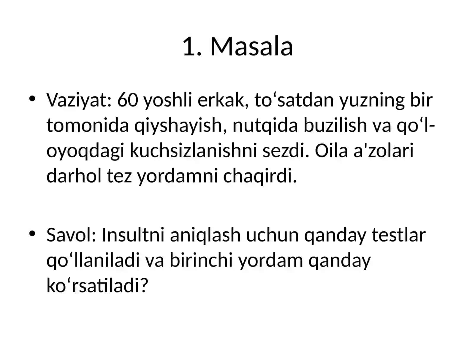 Insult Etiologiyasi, Tasnifi va Birinchi Yordam 2