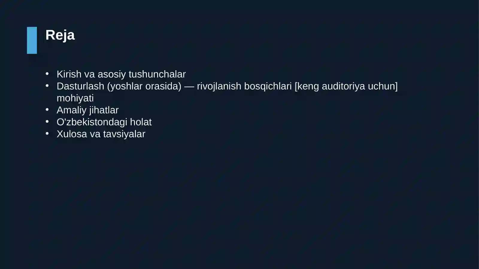 Dasturlash (yoshlar orasida) — rivojlanish bosqichlari [keng auditoriya uchun] 2
