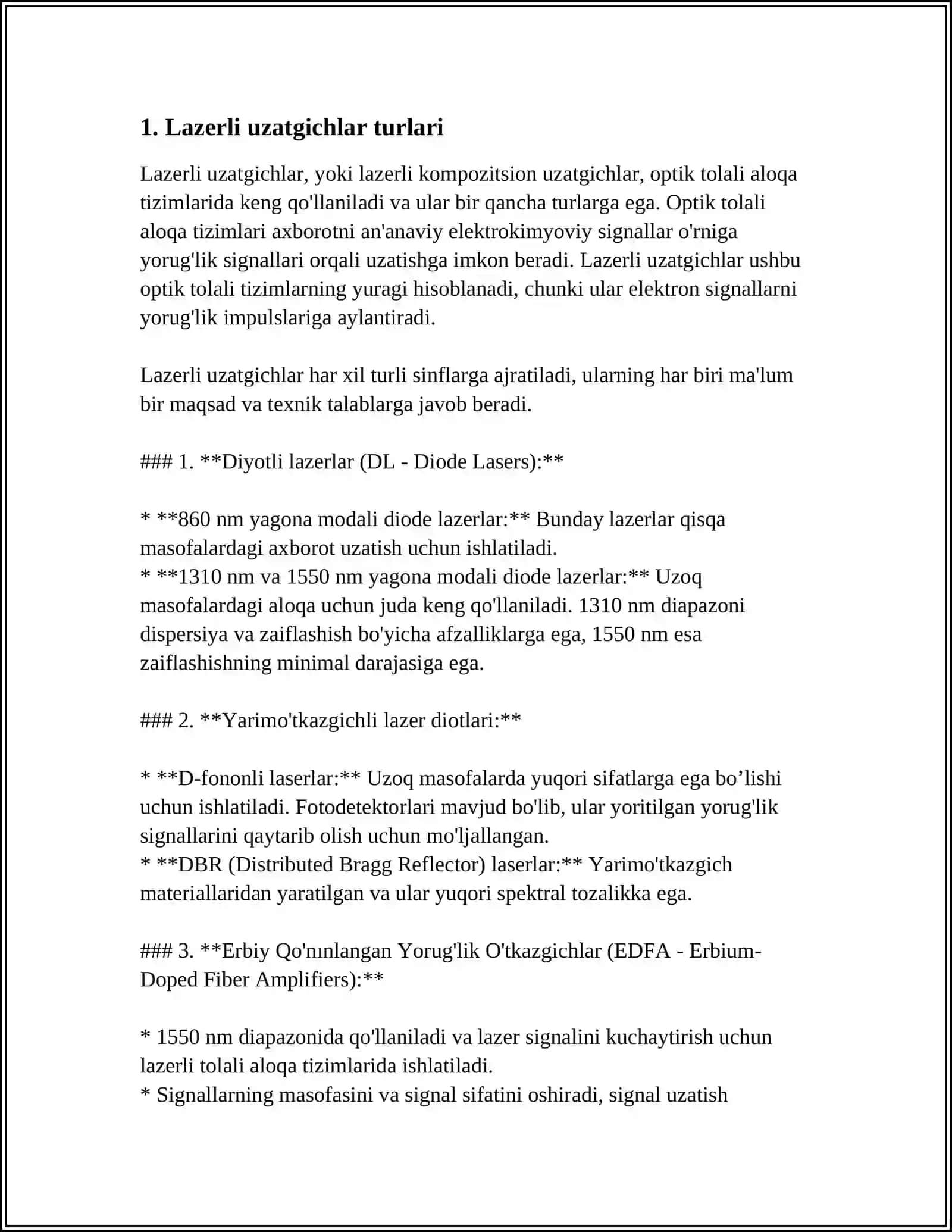 LAZERLI UZATGICHLAR VA LAZER NURLANISHINI MODULYATSIYALASH 3