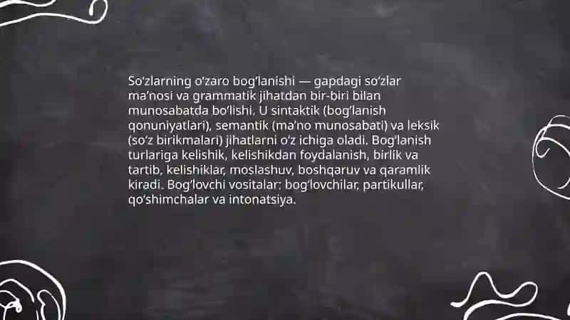 Soʻzlarning oʻzaro bogʻlanishi va bogʻlovchi vositalar 3