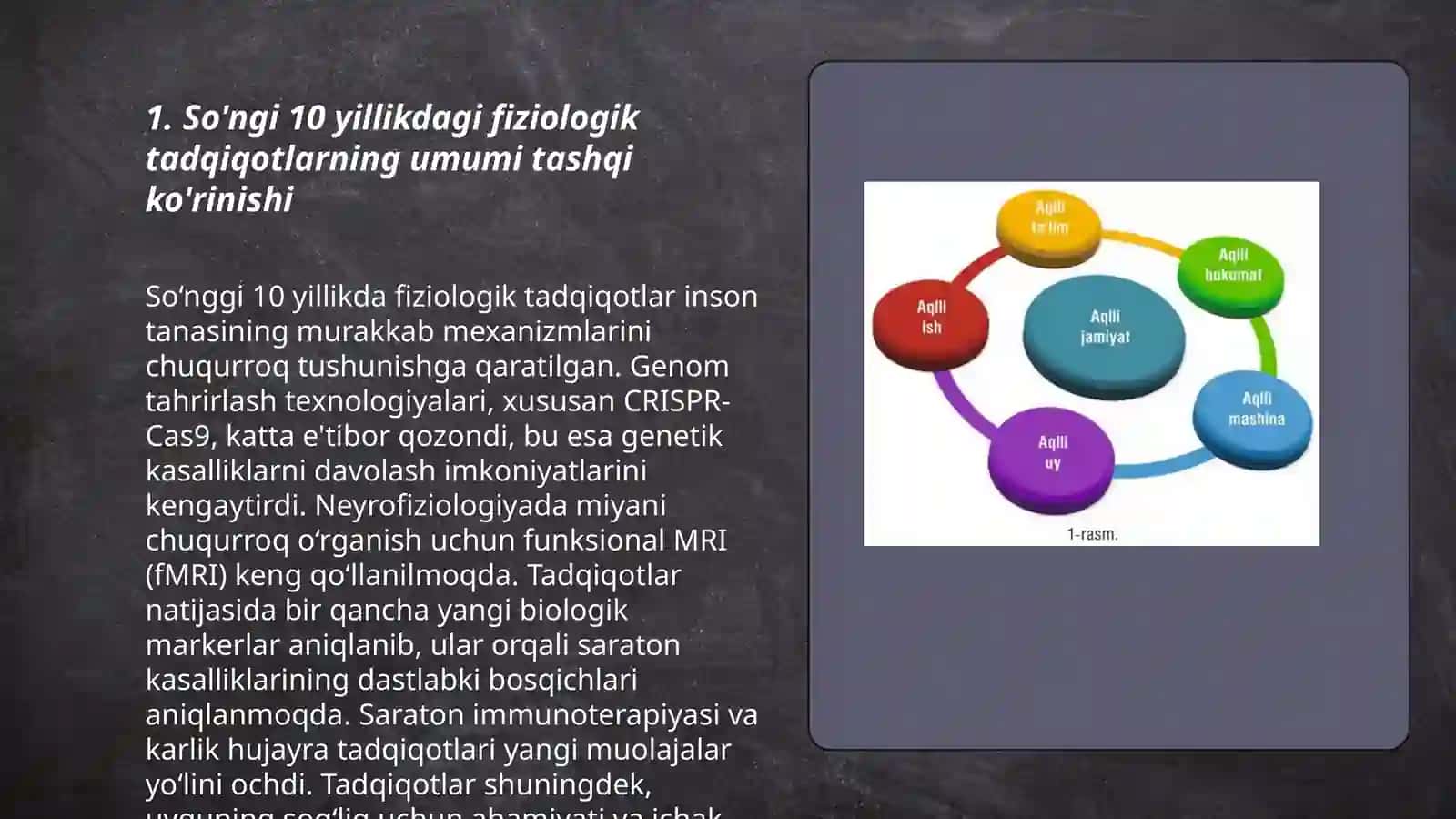 So'ngi 10 yillikda Scopus va Wos tarkibidagi jurnallarda chop etilgan fiziologik tadqiqotlarga oid maqolalarni tahlil etgan holda taqdimot tayyorlash 3