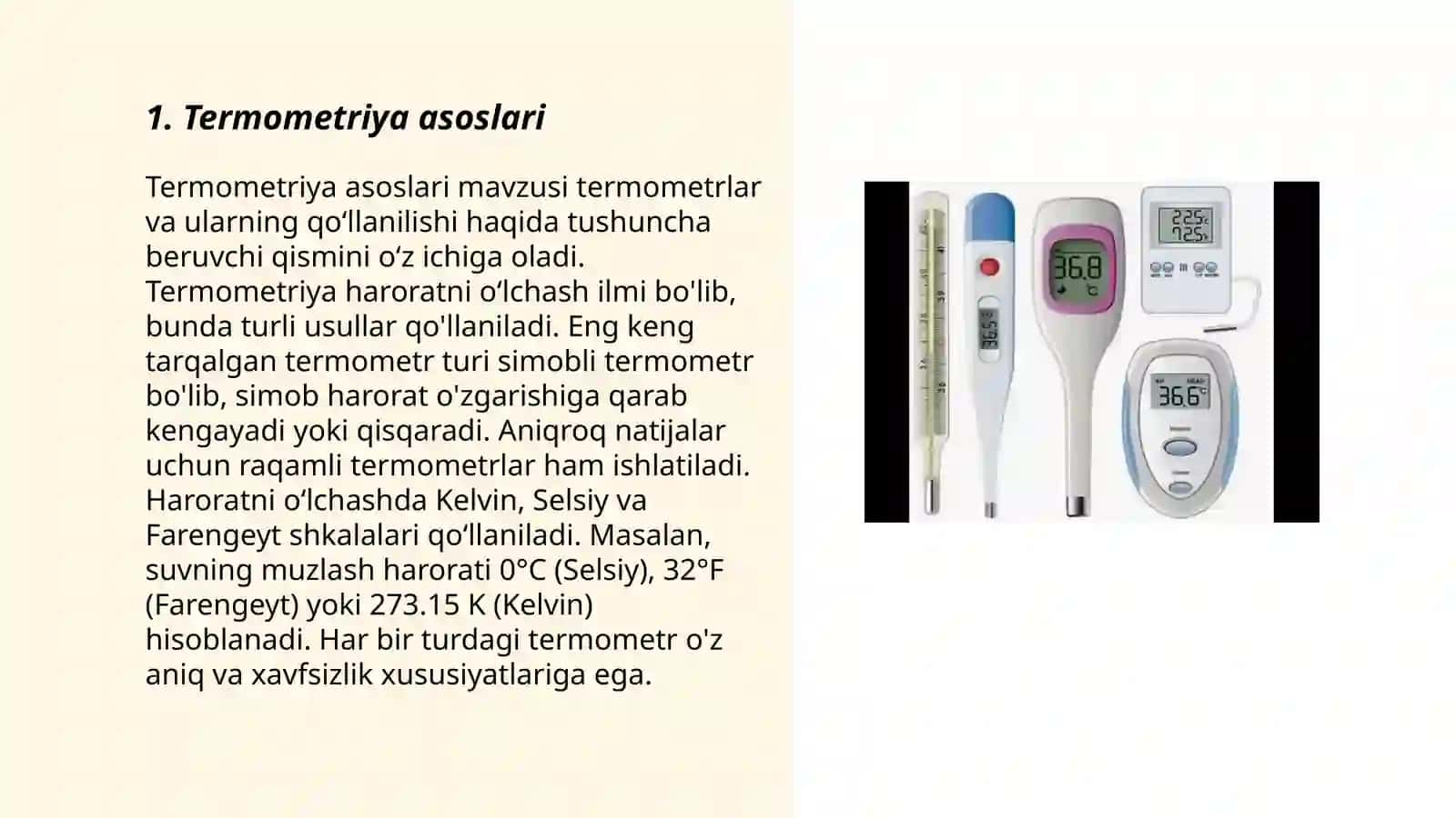 Termometriya. Tana haroratini o'lchash texnikasi va uni registratsiya qilish 3