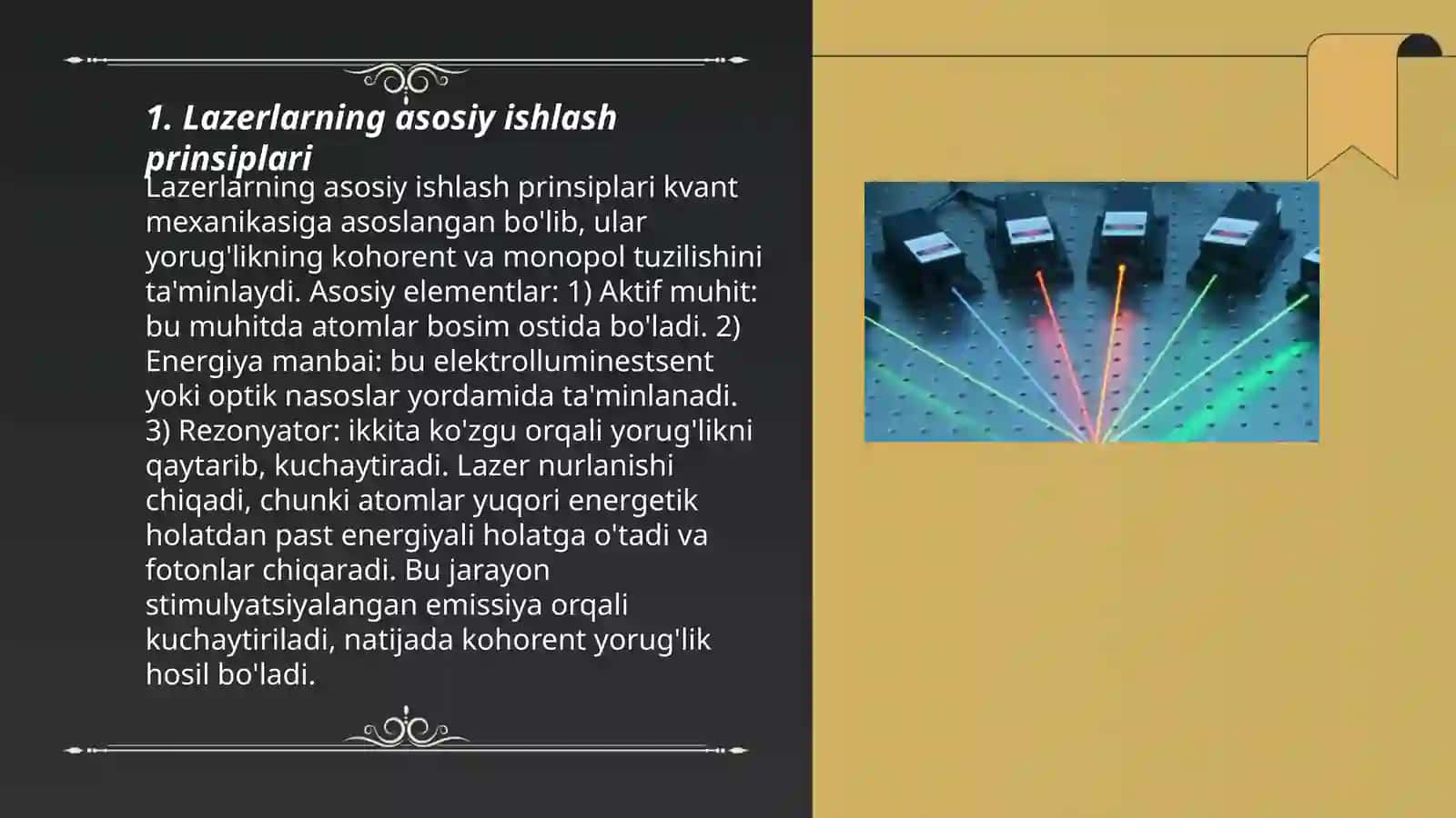 Lazerlarning ishlash rejimlari. Oddiy rejim va gigant impulslar rejimi 3