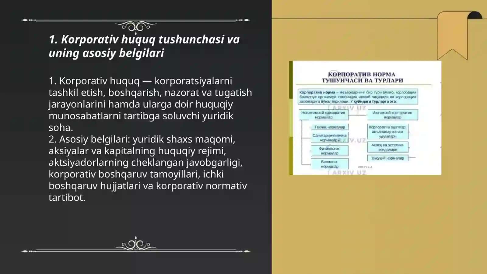 Korporativ huquq ta’lim topshiriqlari 3