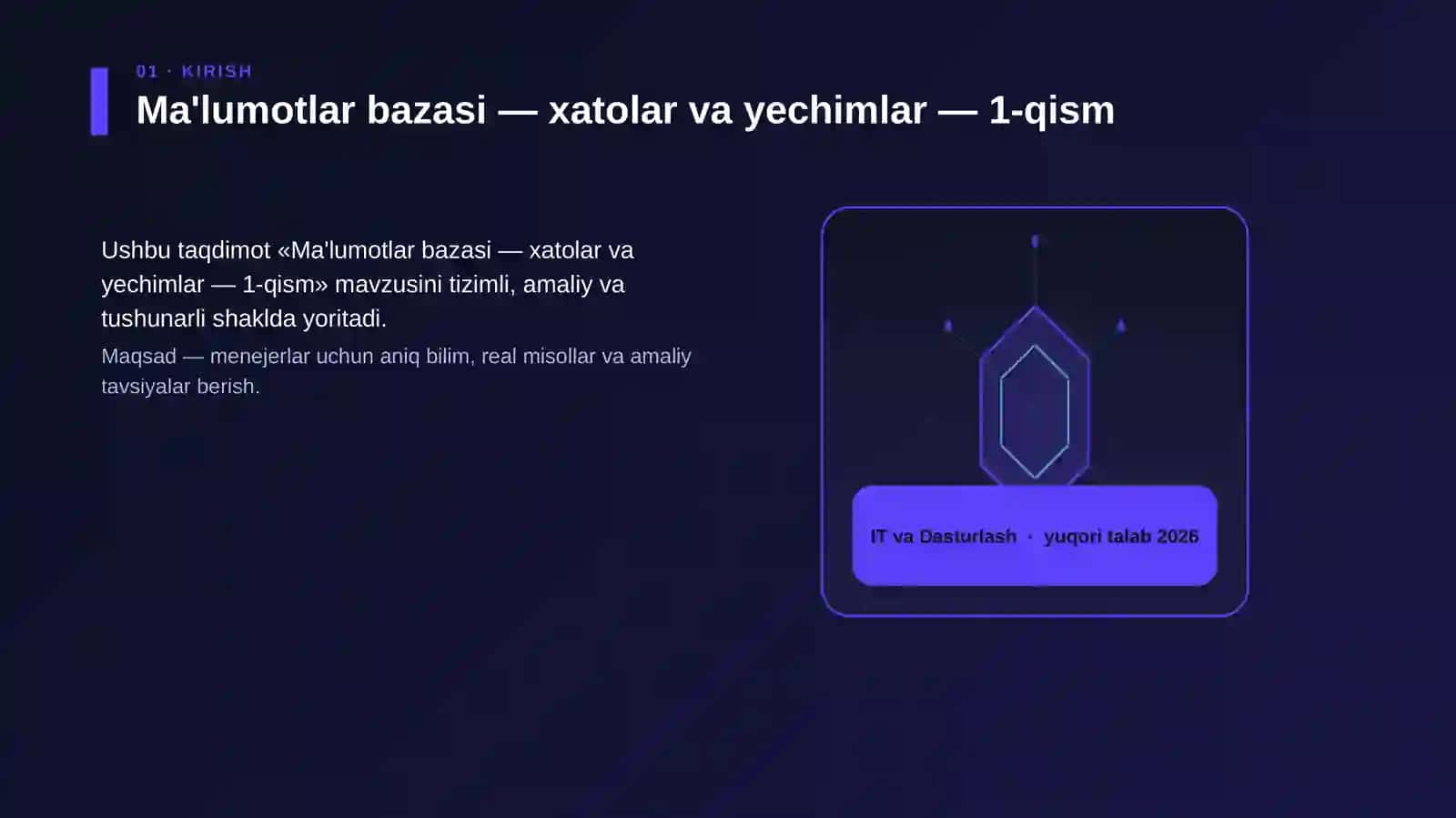 Ma'lumotlar bazasi — xatolar va yechimlar — 1-qism 3
