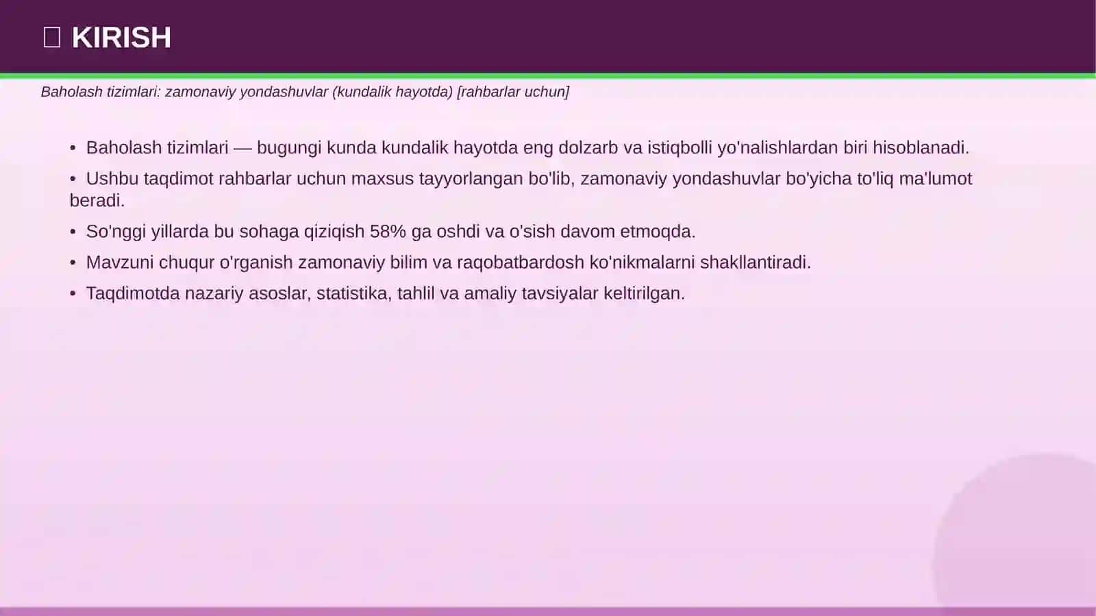 BAHOLASH TIZIMLARI 3