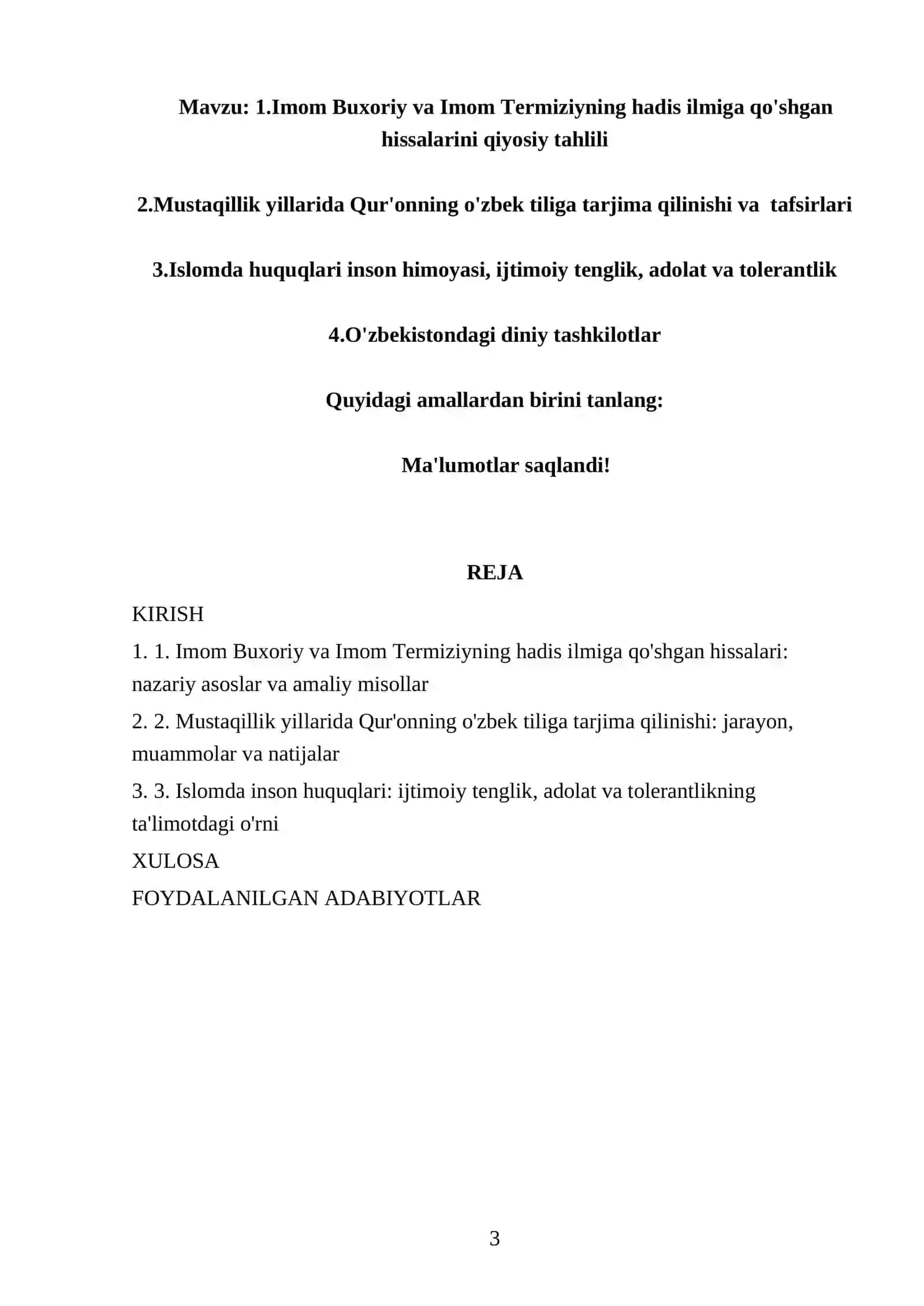 Ma'lumotlar saqlandi 3