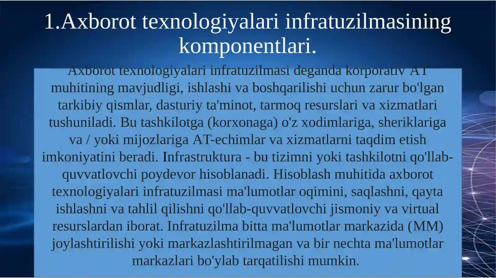 AXBOROT TEXNOLOGIYA-LARINING INFRATUZILMALARI 3