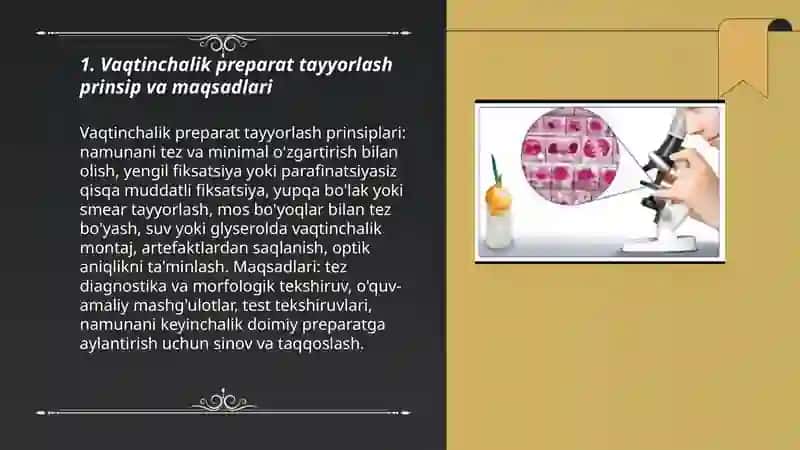 Vaqtinchalik preparat tayyorlash doimiy preparat tayyorlash texnikasi 3