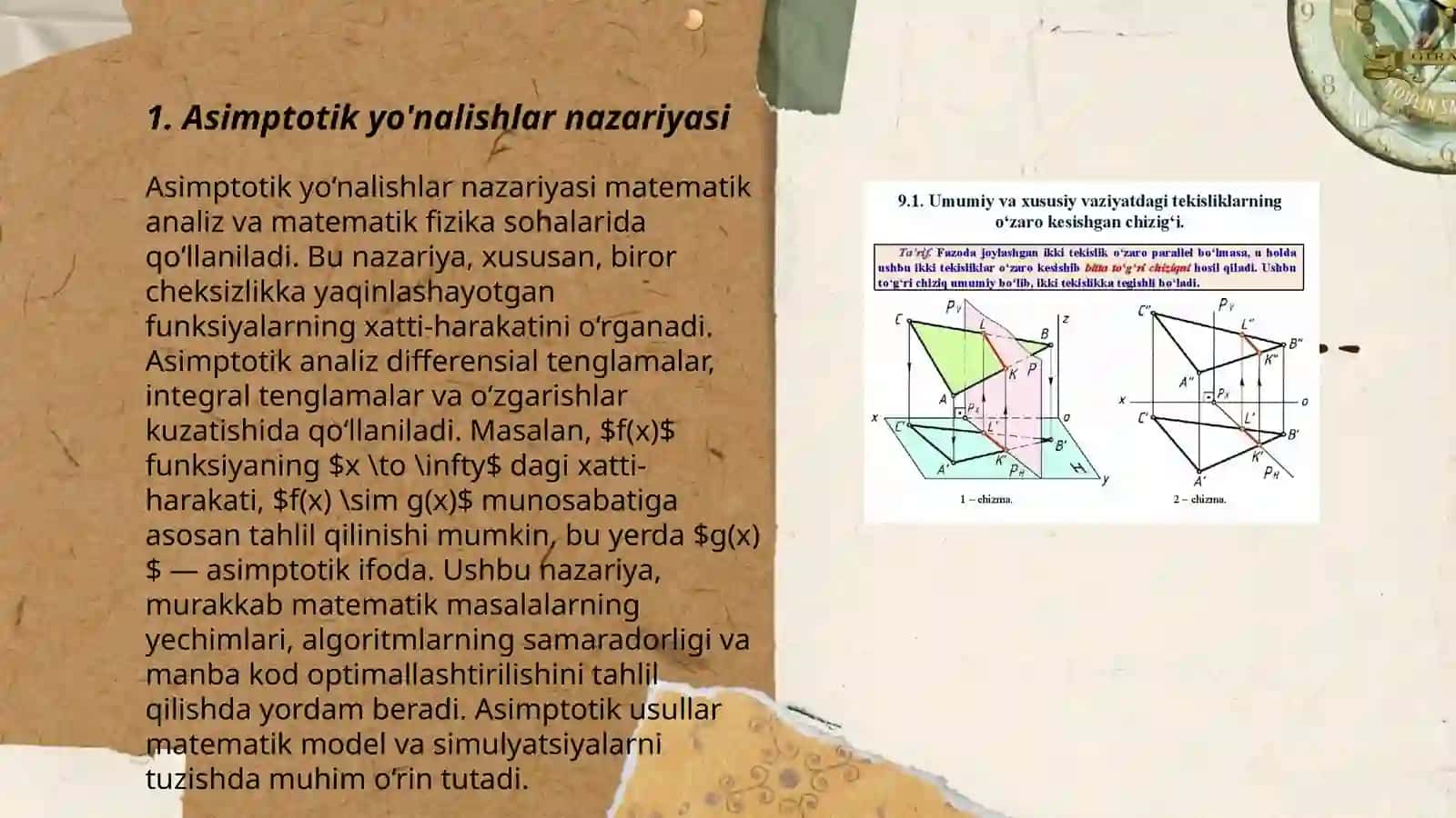 Asimptotik va noasimptotik yònalishlar 2-tartibli chiziqlarning urunmasi maxsus yònalishlar 3