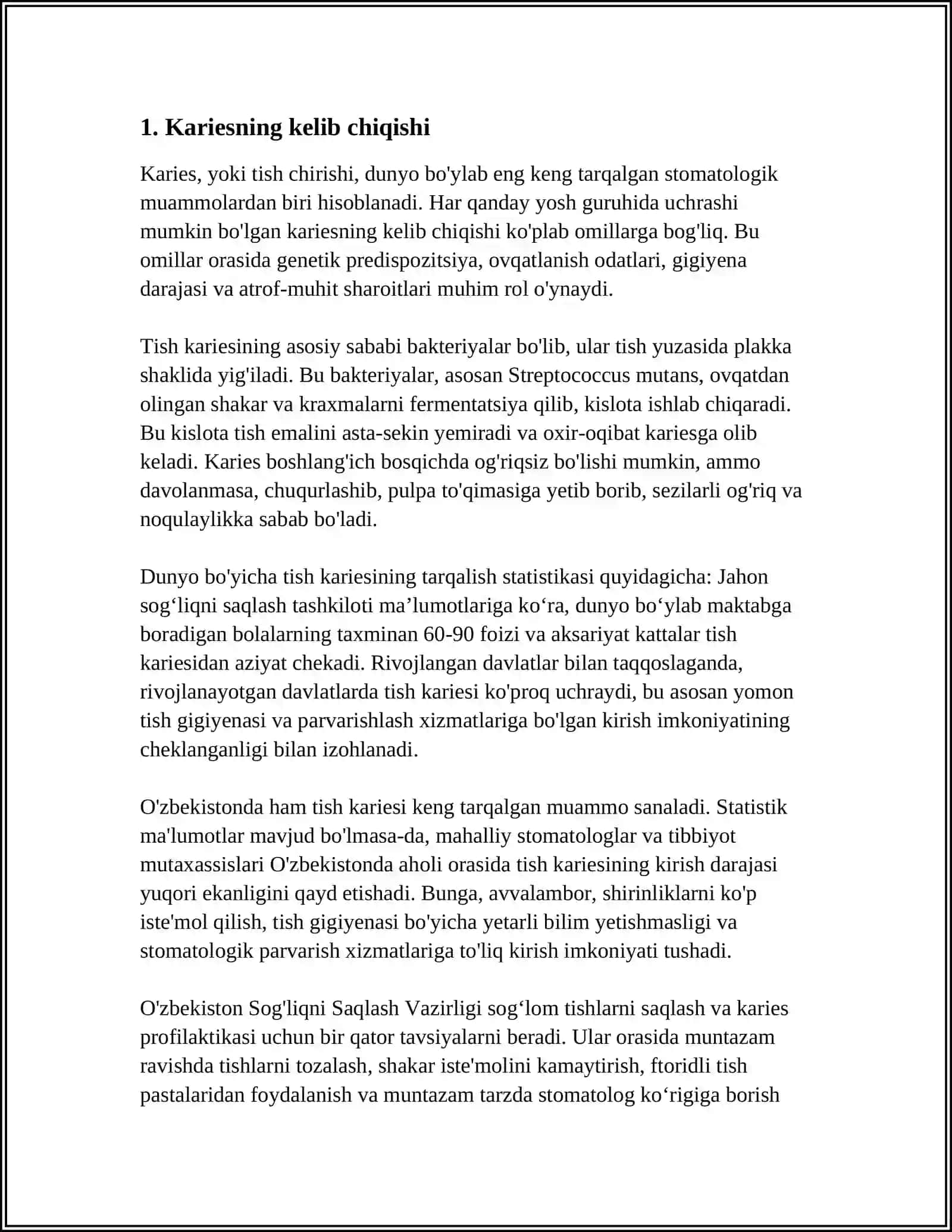 KARIYES XAQIDA TUSHUNCHA. KARIOZ KOVAKLAR TASNIFI 3