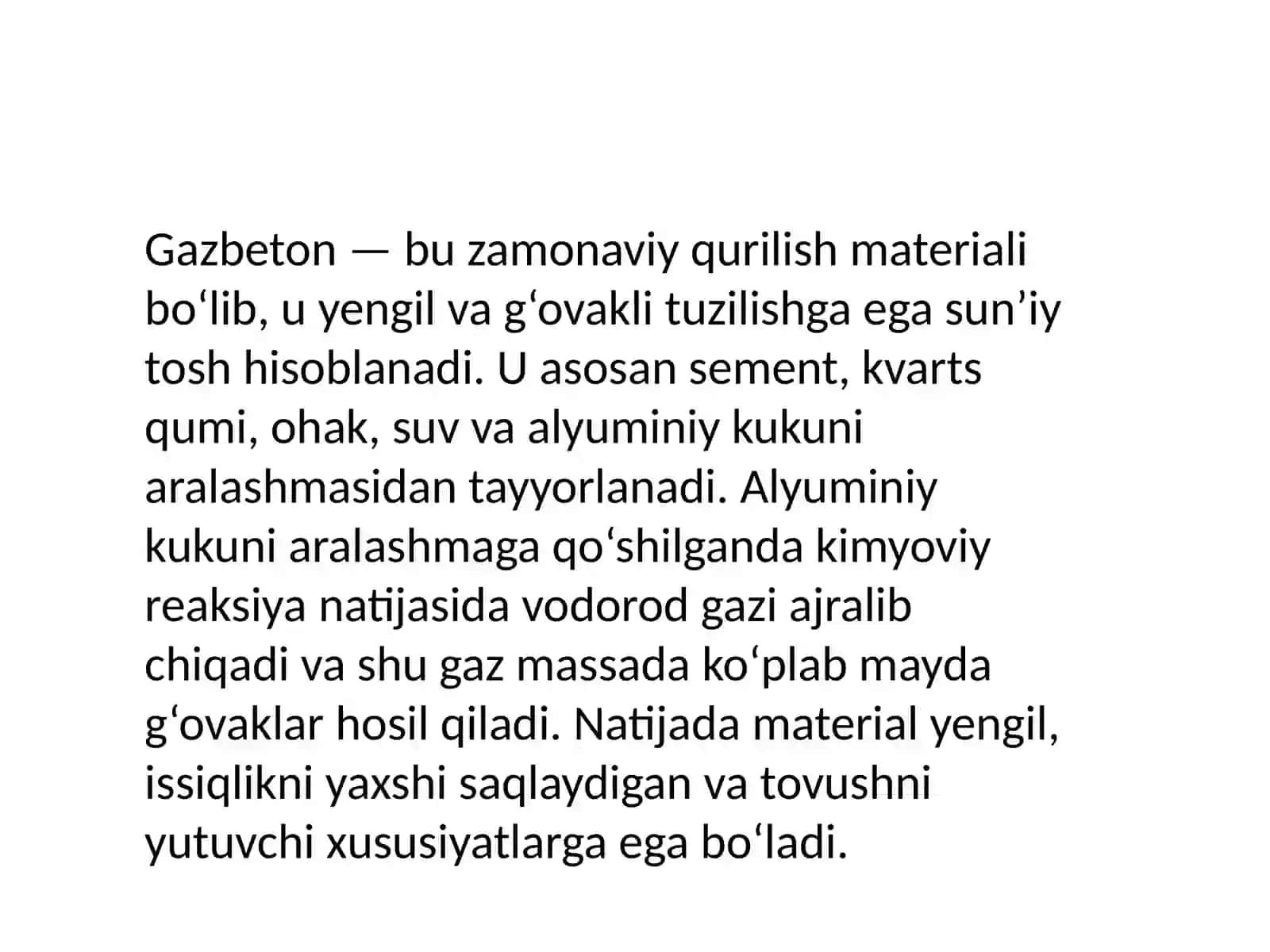 Gazbeton ishlab chiqarish va qo’llash 3