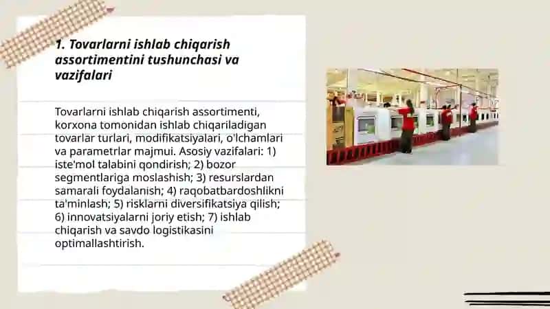 Tovarlarni ishlab chiqarish assortimenti 3