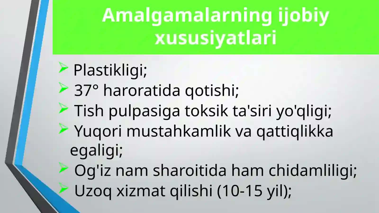 Plombalar.Amalgamalar. Turlari,xususiyatlari 3