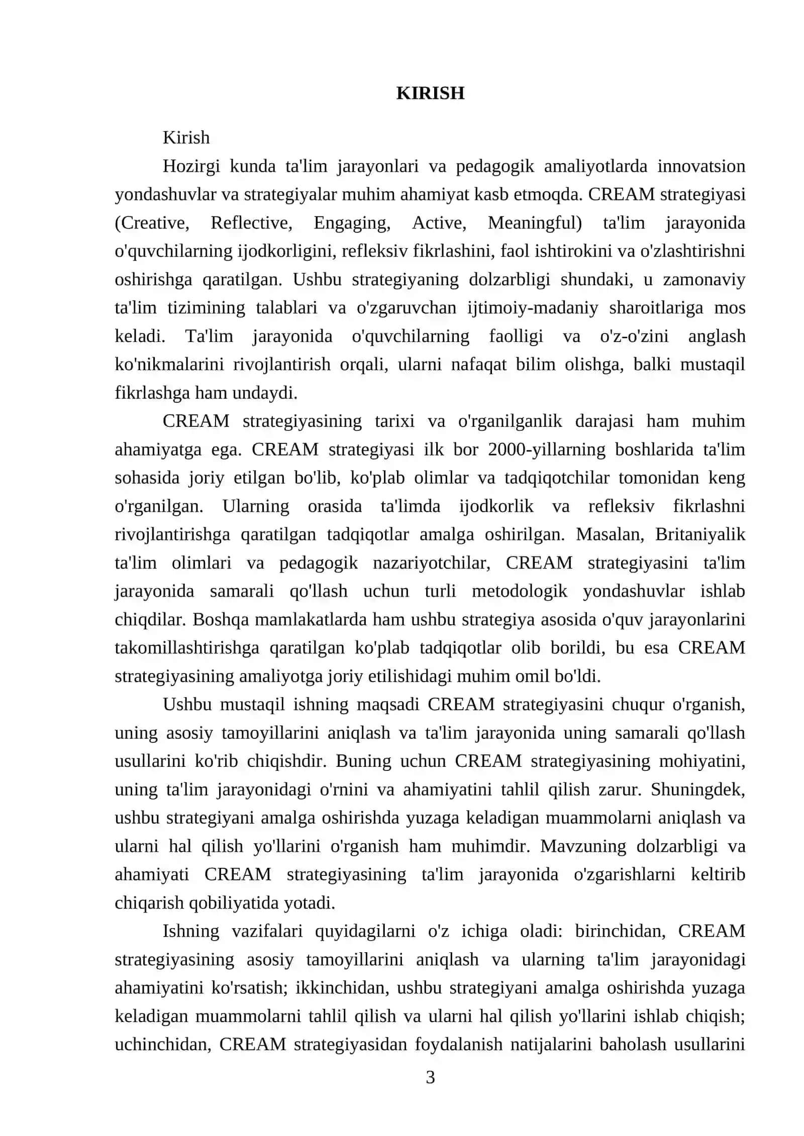 CREAM strategiyasi va undan samarali foydalanish 3