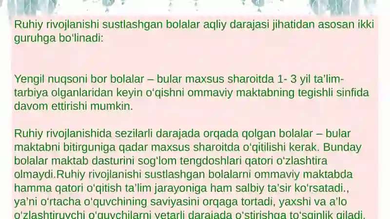 Ruhiy rivojlanishi sustlashgan bolalar 3