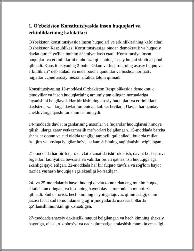 O'ZBEKISTONDA INSON HUQUQLARI VA ERKINLIKLARI KAFOLATINING YARATILISHI 3