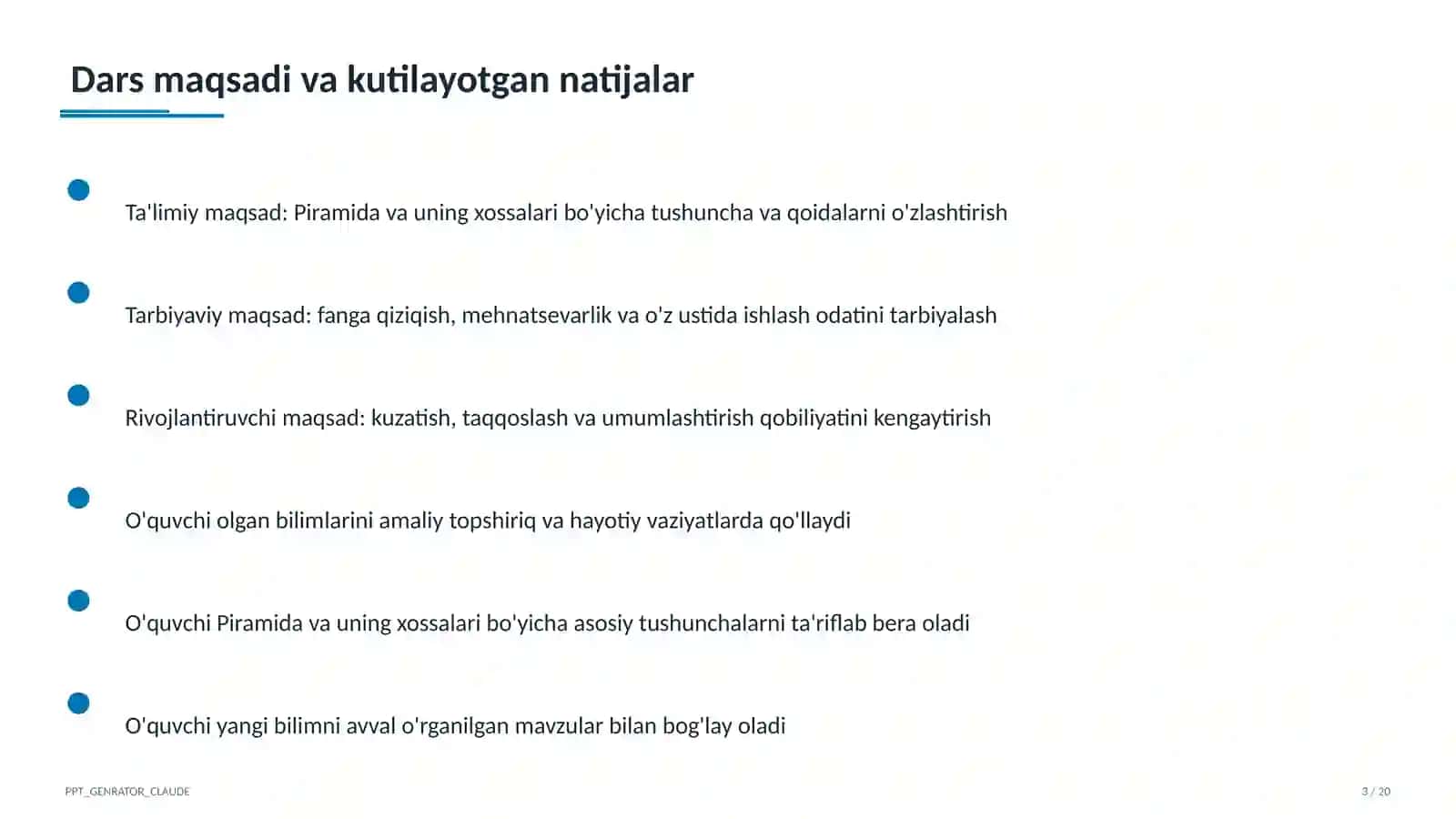 Piramida va uning xossalari (10-sinf) 3