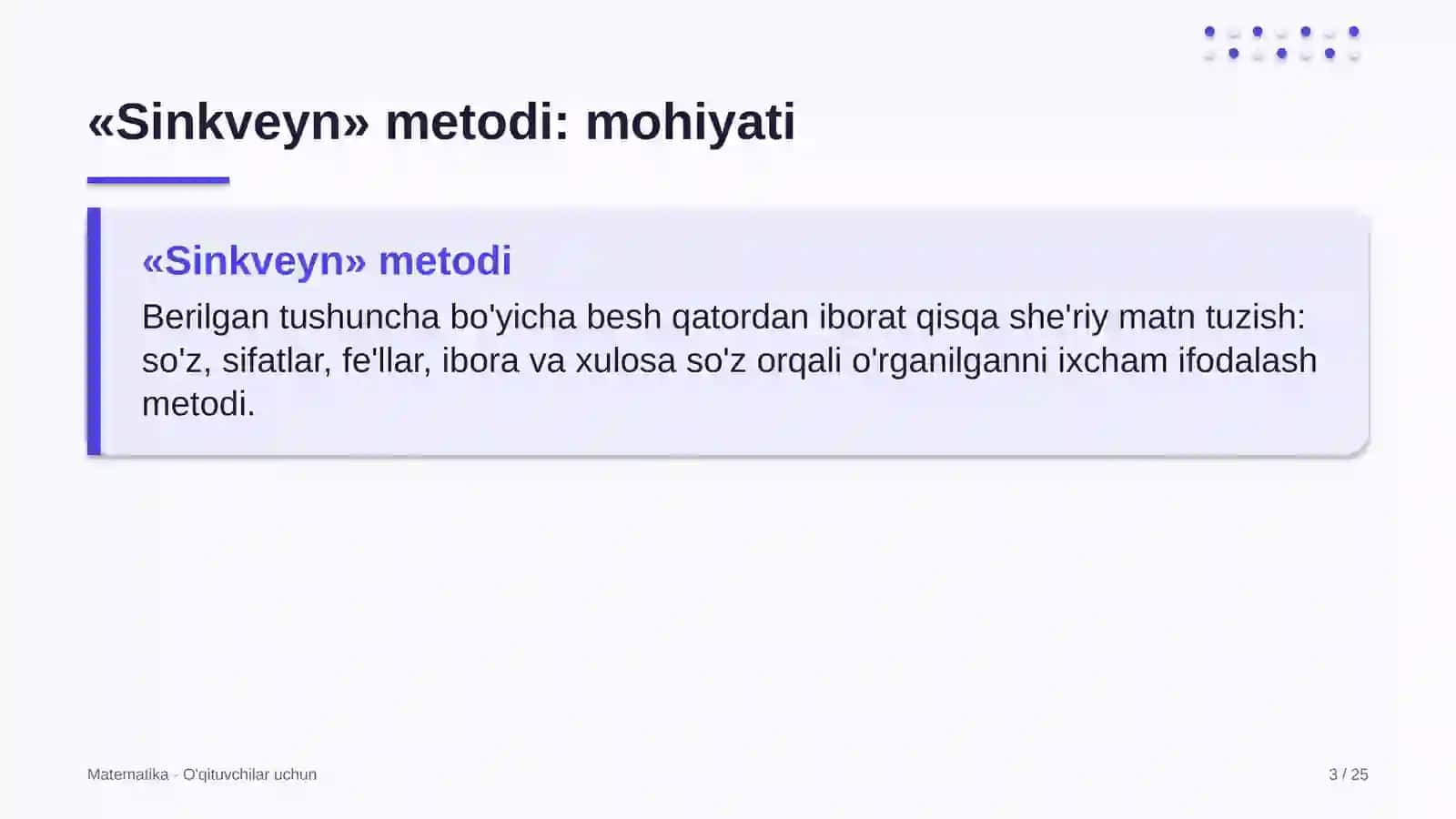 matematika darslarida sinkveyn metodidan foydalanish 6738 3