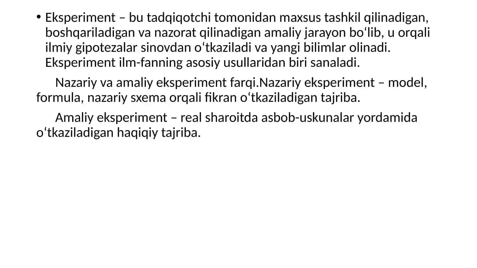 Eksperment tushunchasi,bosqichlari va uni rejalashtirish 3