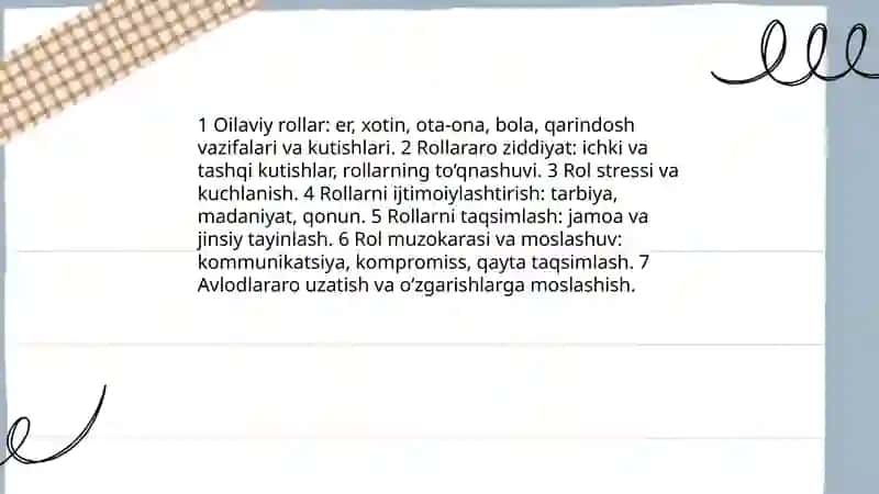 Oilaviy rollar va ijtimoiy jarayonlar psixologiyasi 3