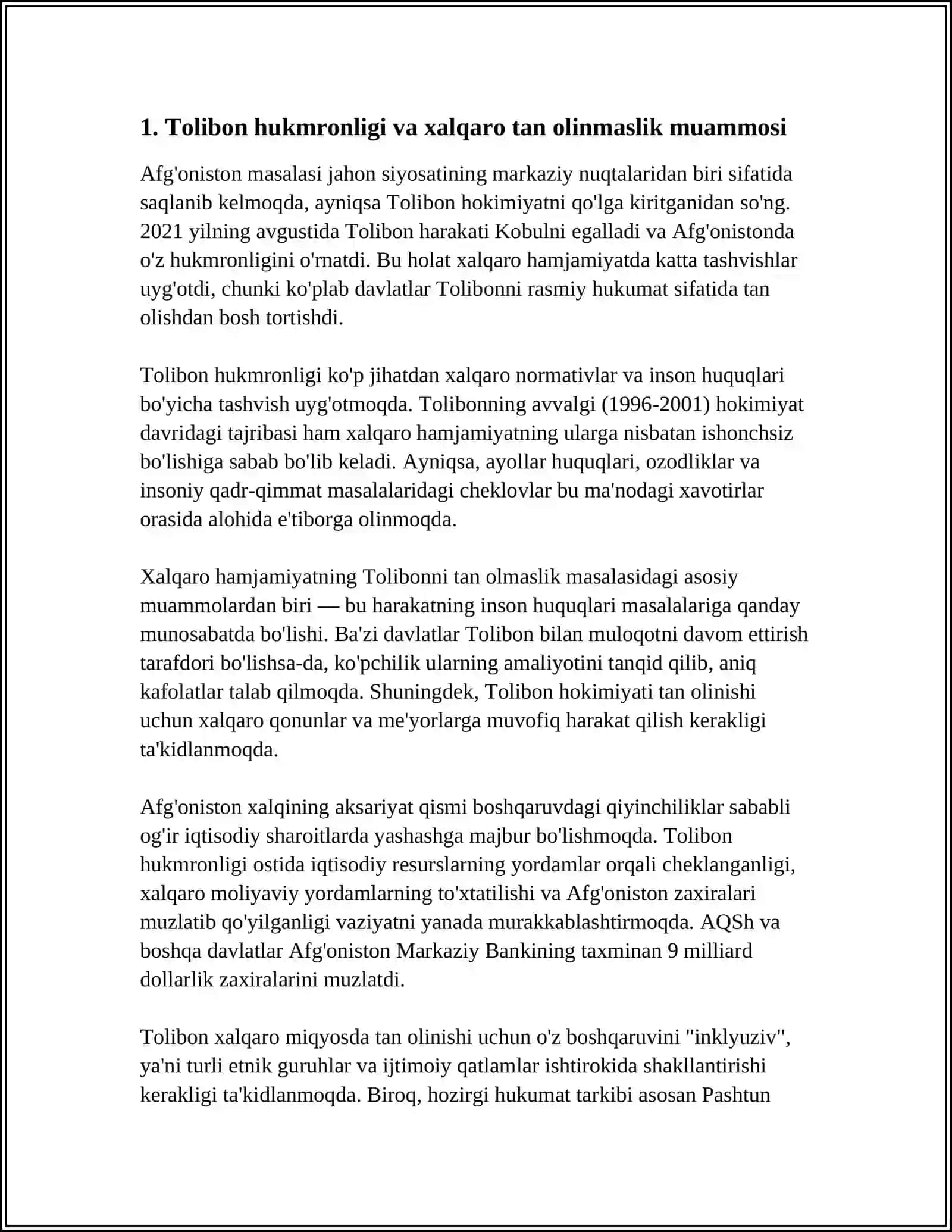 JAHON SIYOSATIDA AFG'ONISTON MASALASI 3
