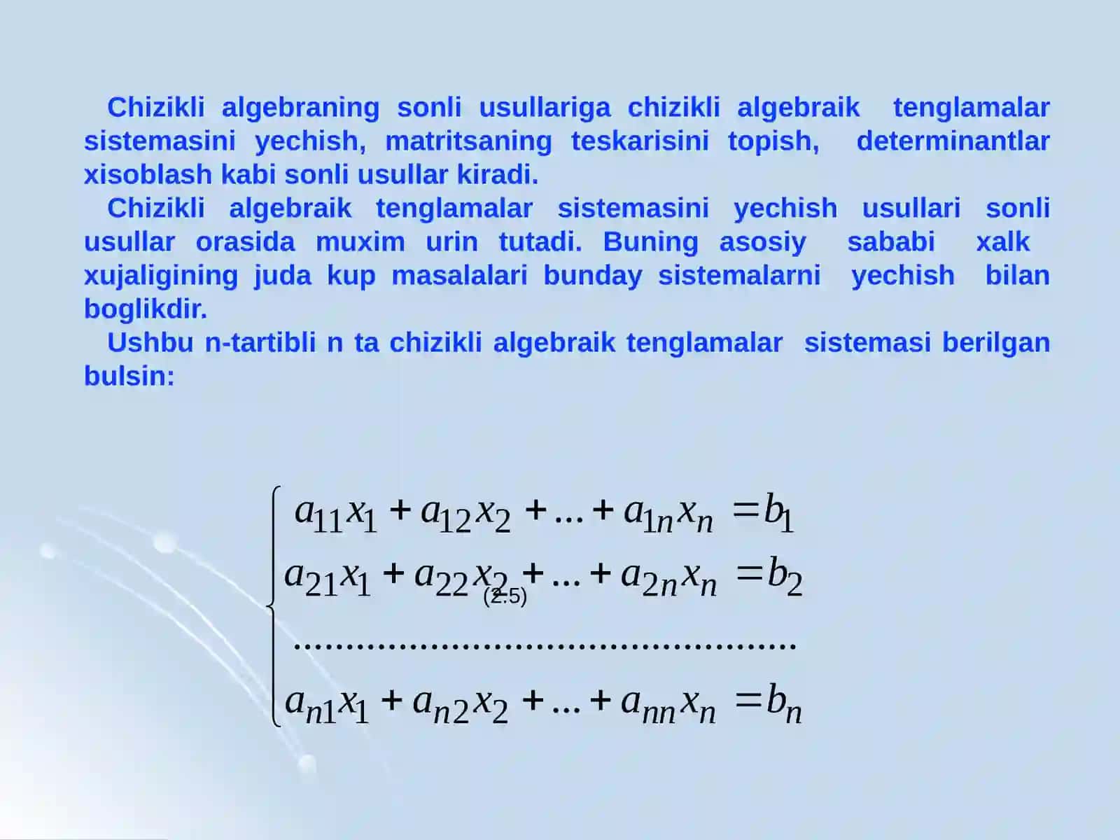 ChATSning Chizikli Algebraik Tenglama Sistemasi 3