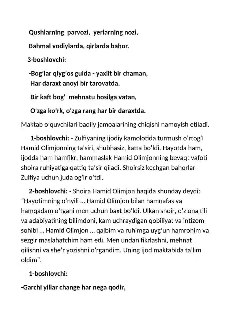 Zulfiyaxonim tavalludining 100 yilligini nishonlash 3