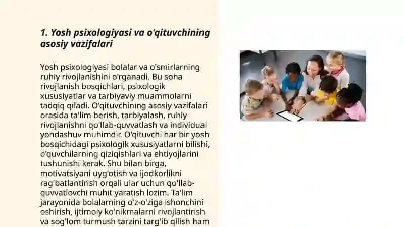 Yosh va pedagogik psixologiyaning oʻqituvchi faoliyatida tutgan oʻrni 3
