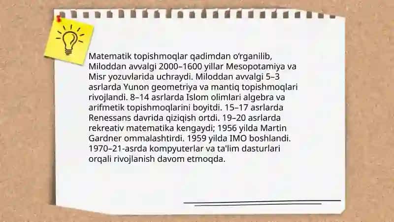 Matematik topishmoqlarni oʻrganish 3
