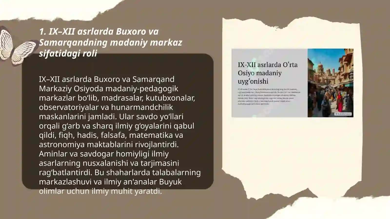IX-XII asrlarda mamlakatimiz hududida ro‘y bergan madaniy uyg‘onish (Renessans) 3
