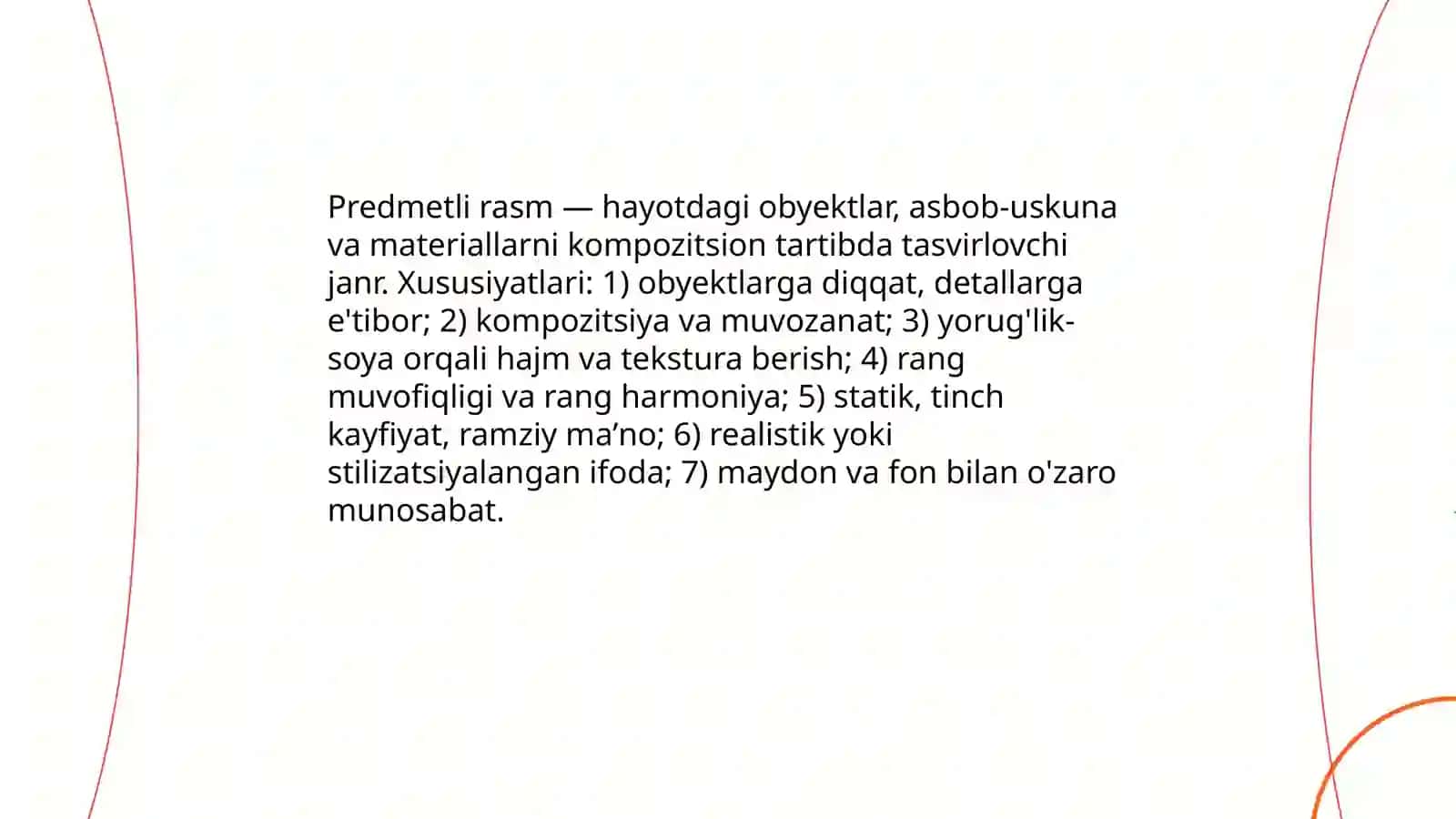Predmetli rasmning taʼrifi va xususiyatlari 3