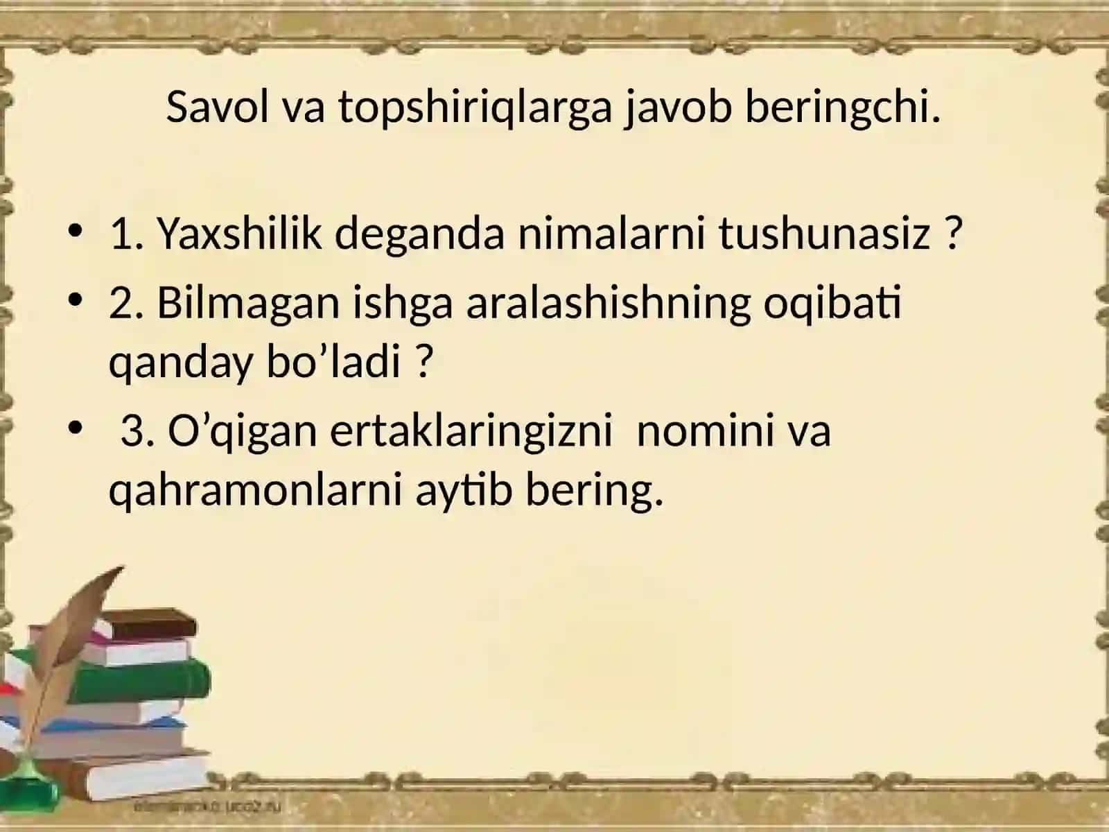 O’tilgan mavzu “Bo’limyuzasidan takrorlash” 3
