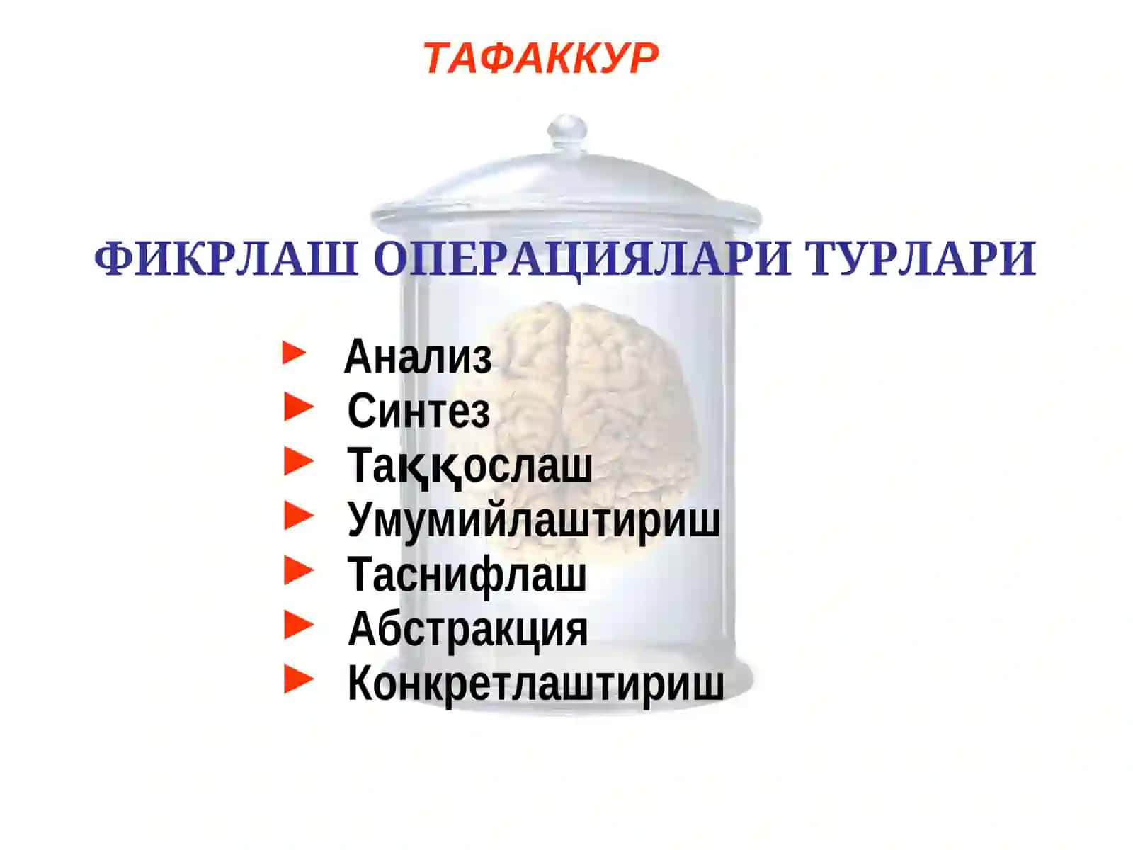 ТАФАККУР ва ТАФАККУР БУЗИЛИШЛАРИ 3